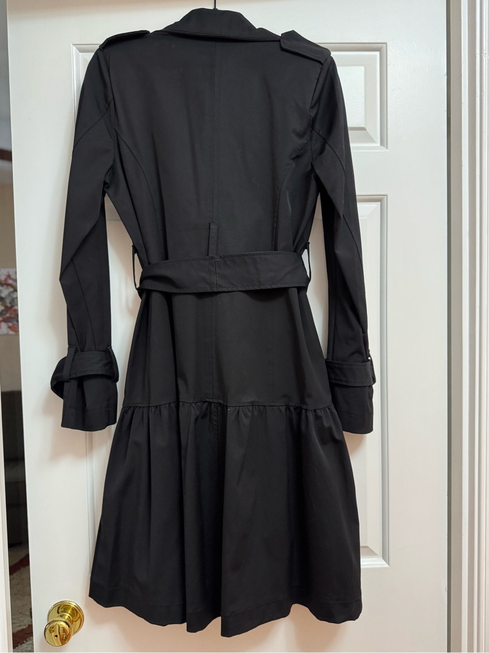Peperosa Black Belted Trench Coat – Size Medium - Picture 3 of 7